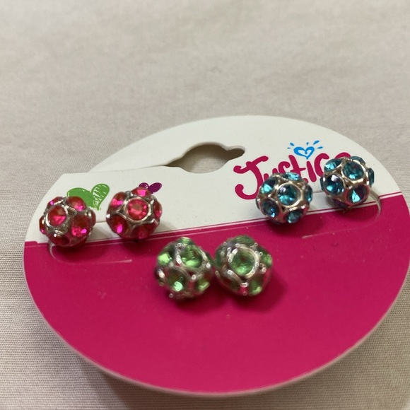 Earrings from Justice. Sparkling hot pink, blue & light green. Brand new - Picture 2 of 7